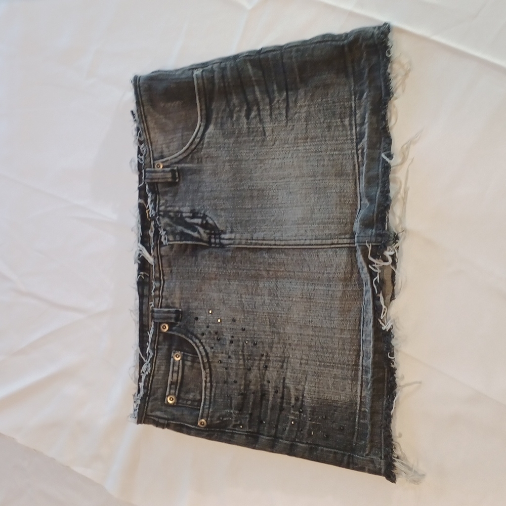 No Name Vintage 90's Size 5 Black Washed Denim Mini Skirt